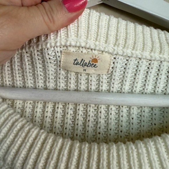 Tullabee Cream Knit Mom Sweater Pink Braided Hearts Valentine’s Day Medium - Picture 5 of 13